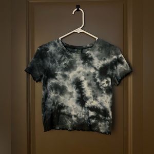 Wild Fable Waffle Woven Black and White Tie Dye Crop Top, Size M